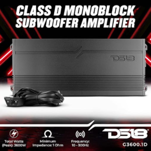 DS18 G3600.1D Amplifier 1-Channel Class D Monoblock 3600 Watts - Remote BASS Knob Included